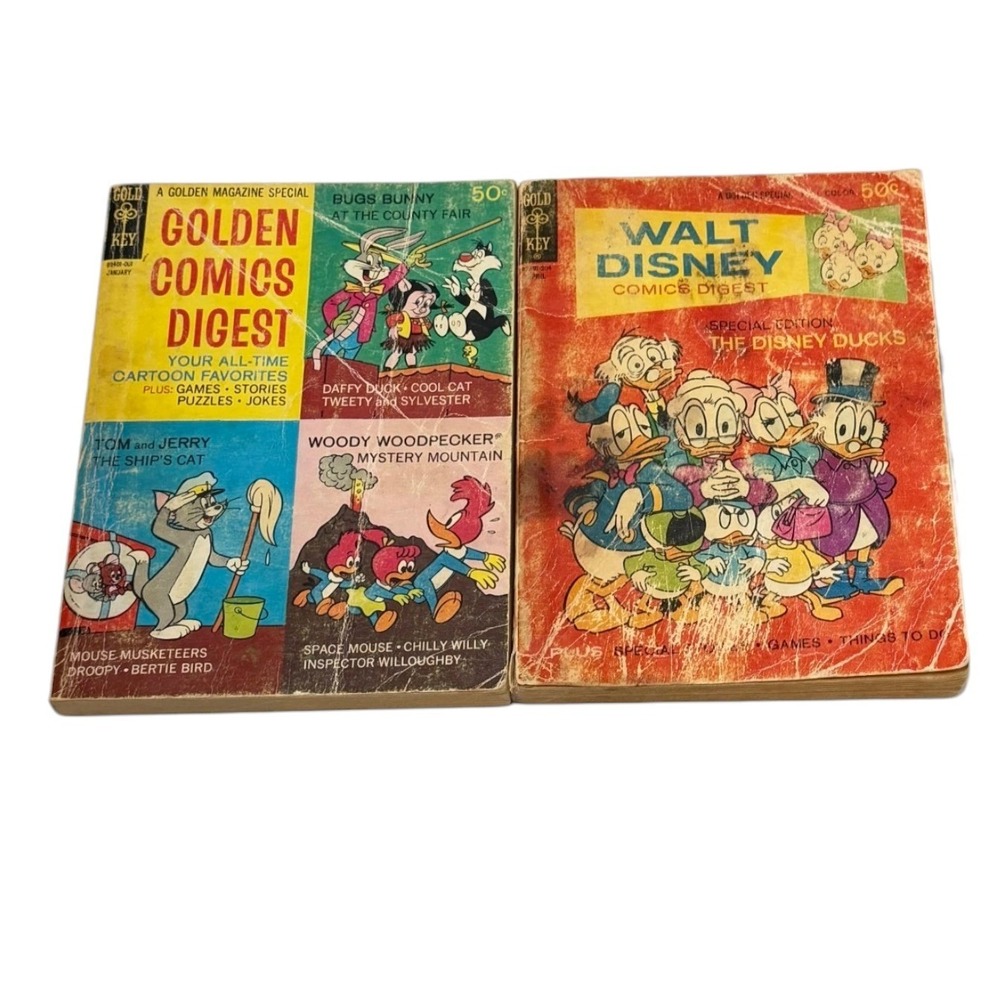 Gold Key Comic Digests Lot 2 Looney Tunes Disney Ducks 1970 1972